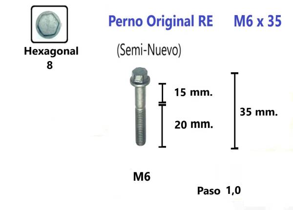 P54 Perno Motor M6 x 35 #1  Original  Accesorios    Pernos y Chavetas