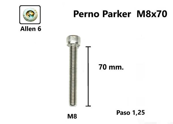 P47 Perno Parker 8 x 70   #1   Unidad Accesorios    Pernos y Chavetas
