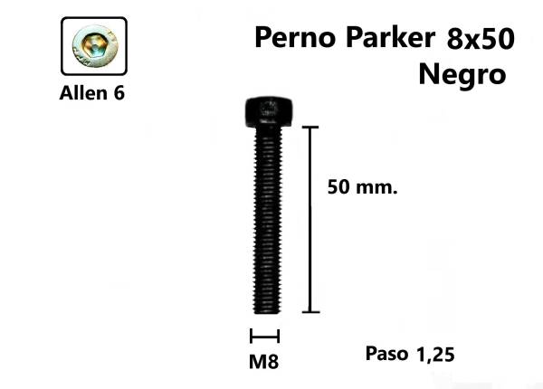 P50N Perno Parker 8 x 50 #1 Negro Original Royal Enfield Accesorios    Pernos y Chavetas